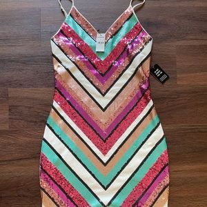 Express sequin chevron dress